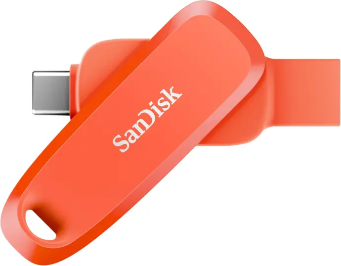 SanDisk Mobile Pen Drive USB C & USB A, 100MB/s Nasturtium Orange Color [SDDDC6-256G-I46NO]