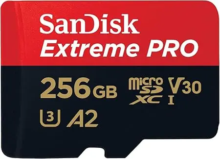 SanDisk Extreme Pro microSD UHS I Card 256GB for 4K Video on Smartphones, Action Cams & Drones 200MB/s Read, 140MB/s Write, Lifetime Warranty [SDSQXCD-256G-GN6MA]