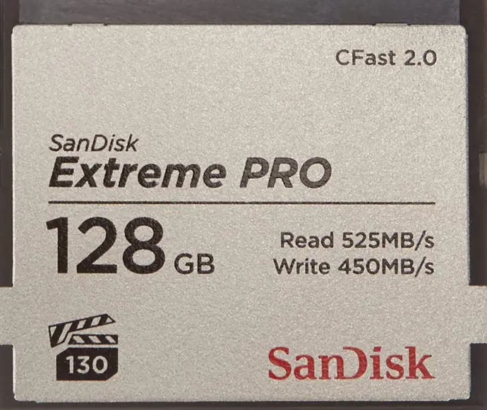 SanDisk Extreme Pro CFast 2.0, CFSP 128GB, VPG130, 525MB/s R, 450MB/s W, 4x6, Lifetime Limited [SDCFSP-128G-G46D]