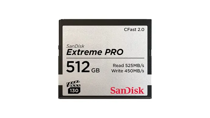 SanDisk Extreme Pro CFast 2.0, CFSP 512GB, VPG130, 525MB/s R, 450MB/s W, 4x6, Lifetime Limited [SDCFSP-512G-G46D]