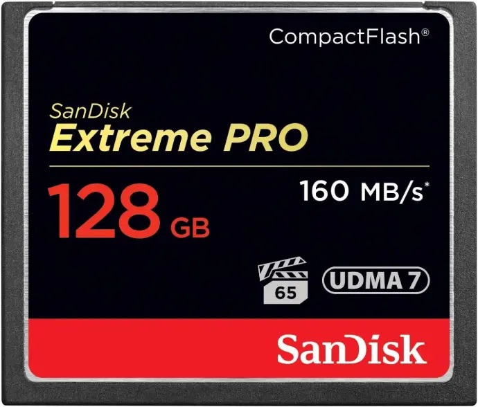 SanDisk Extreme Pro CF, CFXPS 128GB, VPG65, UDMA 7, 160MB/s R, 150MB/s W, 4x6, Lifetime Limited [SDCFXPS-128G-X46]