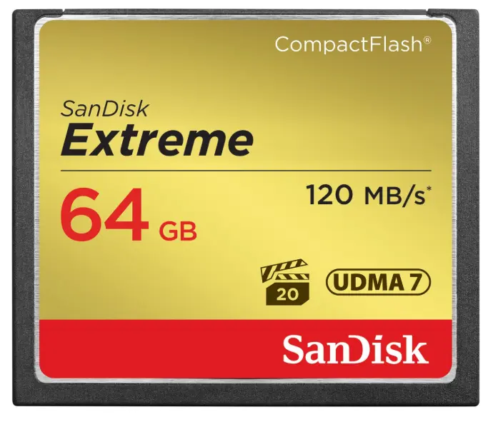 SanDisk Extreme CF, CFXSB 64GB, VPG20, UDMA 7, 120MB/s R, 85MB/s W, 4x6, Lifetime Limited [SDCFXSB-064G-G46]