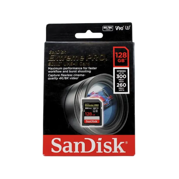 SanDisk Extreme PRO 128GB SDXC Memory Card up to 300MB/s, UHS-II, Class 10, U3, V90 [SDSDXDK-128G-GN4IN]