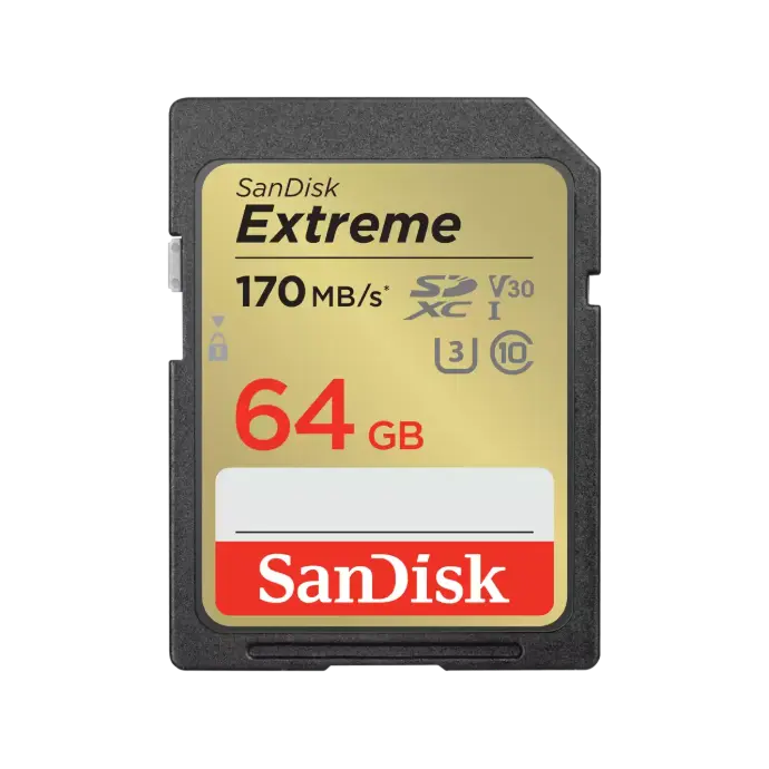 SanDisk Extreme SD UHS I 64GB Card for 4K Video for DSLR and Mirrorless Cameras 170MB/s Read & 80MB/s Write, Lifetime Warranty [SDSDXV2-064G-GNCIN]