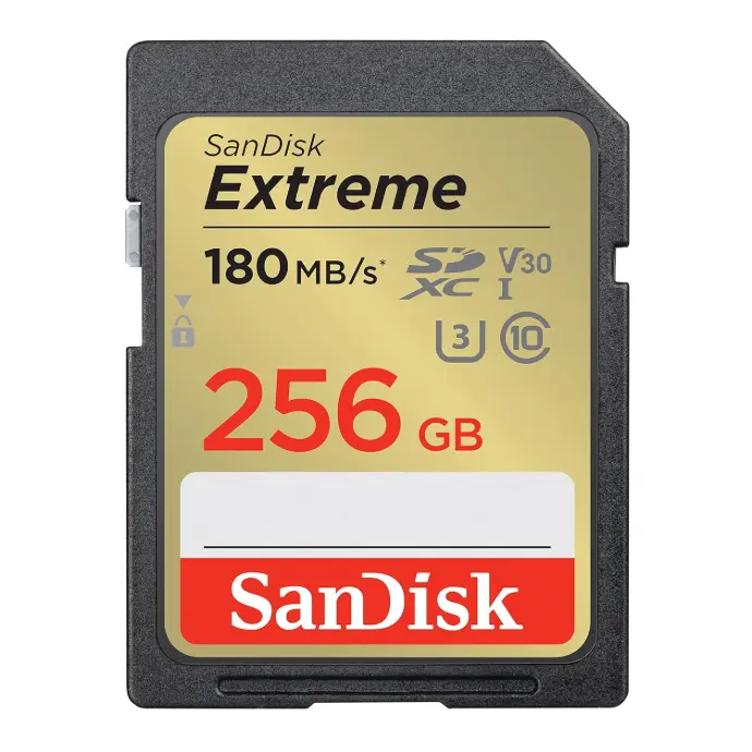 SanDisk Extreme SD UHS I 256GB Card for 4K Video for DSLR and Mirrorless Cameras 180MB/s Read & 130MB/s Write, Lifetime Warranty [SDSDXVV-256G-GNCIN]