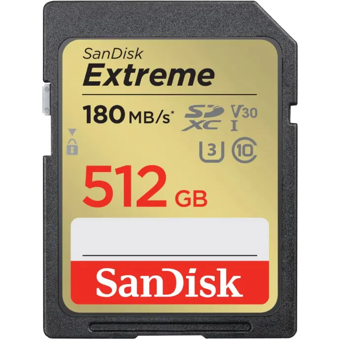 SanDisk Extreme SD UHS I 512GB Card for 4K Video for DSLR and Mirrorless Cameras 180MB/s Read & 130MB/s Write, Lifetime Warranty [SDSDXVV-512G-GNCIN]