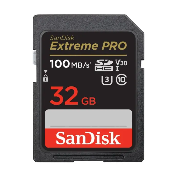 SanDisk Extreme Pro SD UHS I 32GB Card for 4K Video for DSLR and Mirrorless Cameras 100MB/s Read & 90MB/s Write, Lifetime Warranty [SDSDXXO-032G-GN4IN]