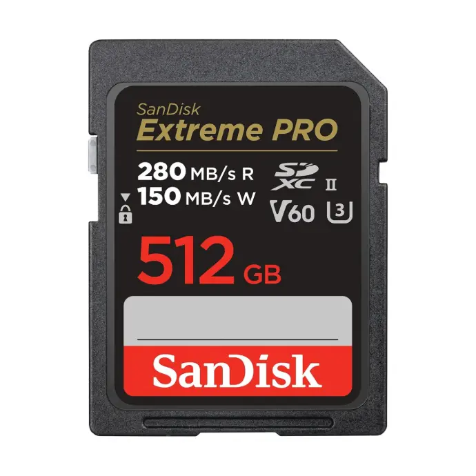 SanDisk Extreme PRO 512GB V60 UHS-II SD cards, 280/150MB/s,V60,C10,UHS-II [SDSDXEP-512G-GN4IN]