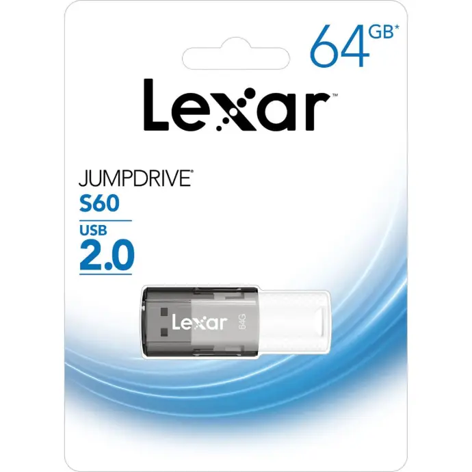 64GB Lexar® JumpDrive® S60 USB 2.0 Flash Drive | LJDS060064G-BNBNG