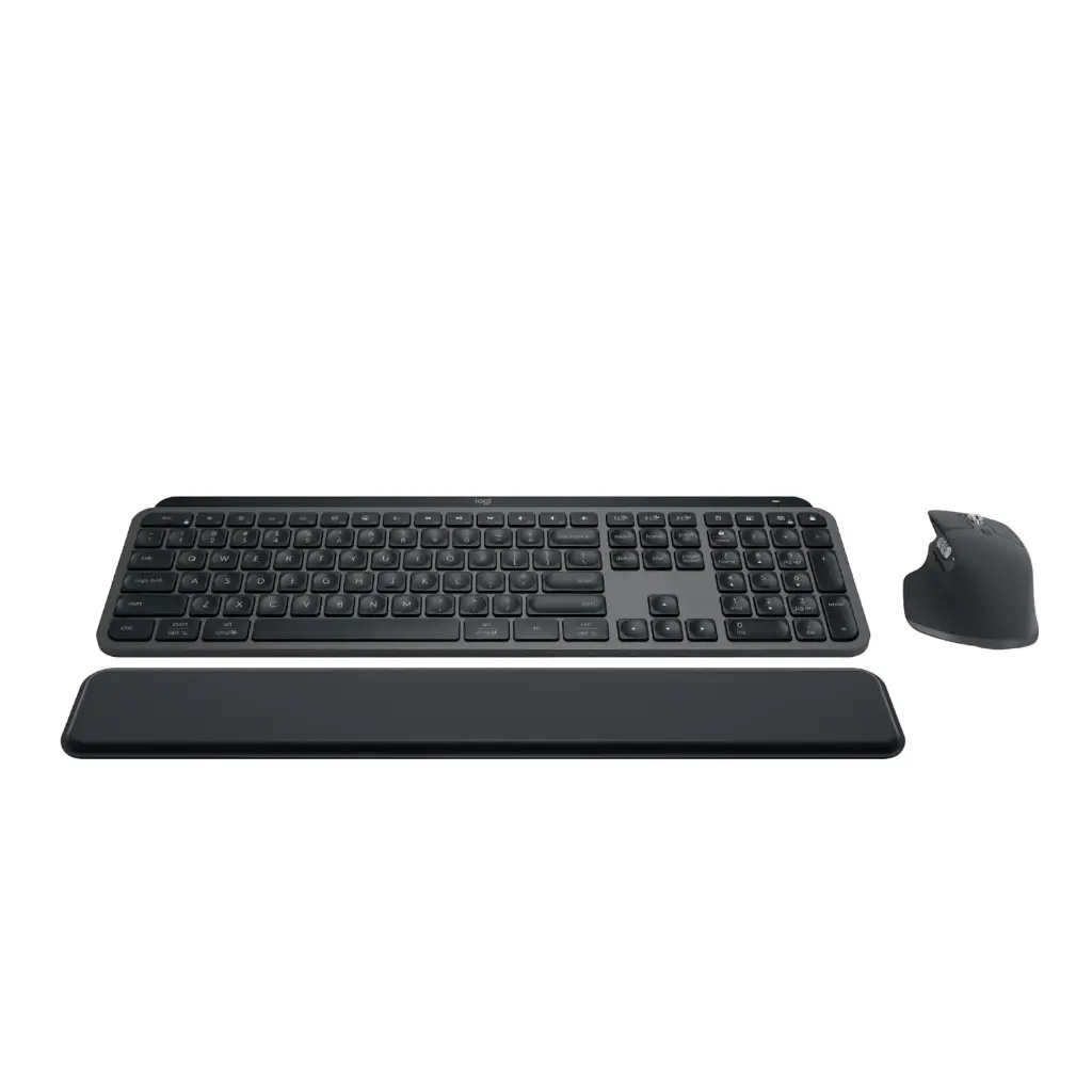 Logitech MX Keys S Combo – Full‑Size Wireless Keyboard + MX Master 3S Mouse + Palm Rest (Graphite)