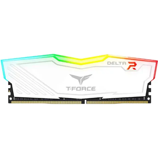 TEAMGROUP T-FORCE DELTA RGB 8GB 3600MHZ (3600MT/S) CL18 WHITE DDR4 DESKTOP GAMING MEMORY, METAL HEATSINK, ARGB MOTHERBOARD SYNC, XMP 2.0, FOR INTEL/AMD CPU,...