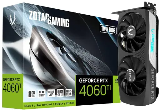 ZOTAC GAMING GEFORCE RTX 4060 TI TWIN EDGE 8GB GDDR6 128BIT PCIE 4.0 GRAPHICS CARD WITH 2535MHZ BOOST CLOCK, SPECTRA LIGHTING & 5 YEARS WARRANTY (3...