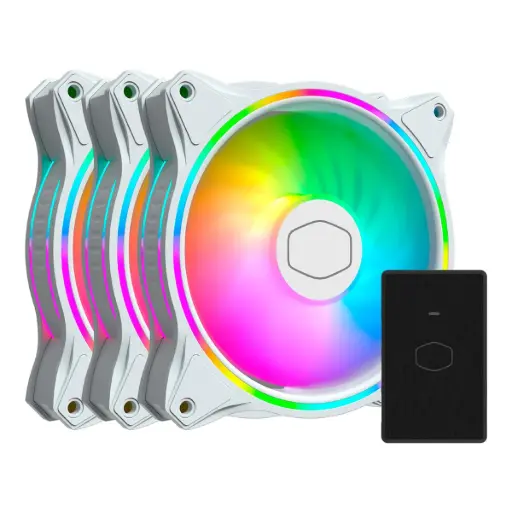 Cooler Master MasterFan MF120 Halo ARGB Case Fan - White 3 Pack Fan | 1800 RPM PWM Fan | Computer Case Fan | ARGB Lighting Controlled Via Motherboard | Gen...