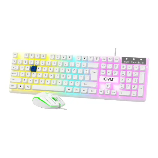 EVM EnHawk Wired Gaming Keyboard & Mouse Combo - RGB Backlit - 6-Button Gaming Mouse - Adjustable DPI (1200-3600) - 1 Year Warranty (EVM-WDKM-315-EnHawk)